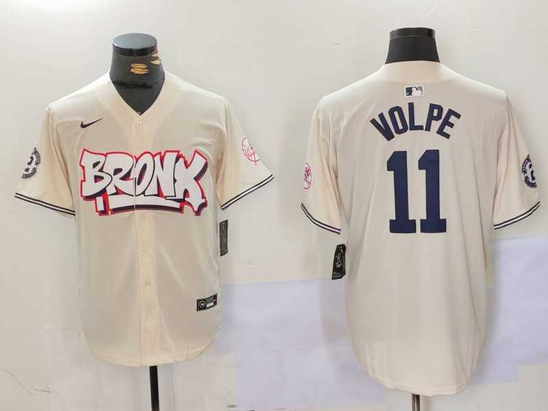 Mens New York Yankees #11 Anthony Volpe Cream Limited Stitched Baseball Jersey